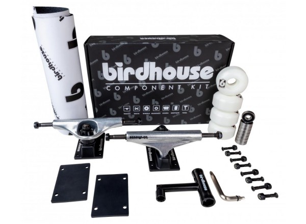Birdhouse Component Kit - Silver/Black 5.25" Skateboard